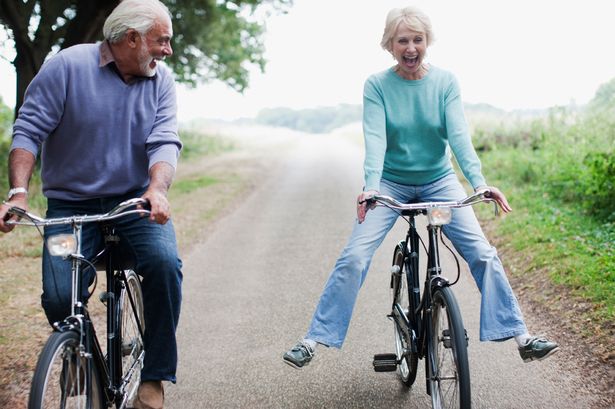 Couple on bikes